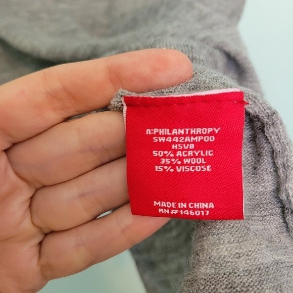 n:Philanthropy Gray Knit Top Size XS Wool - Picture 4 of 4